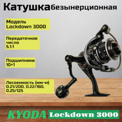 Катушка KYODA Lockdown 3000, 10+1 подшипн., передний фрикцион, запасная шпуля