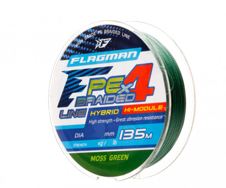Леска плетеная Flagman PE Hybrid F4 0.14 135м 7.7кг Moss Green 26135-014