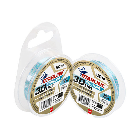 Леска IAM Starline 3D Fishing Line 50m, диаметр 0,18 мм Голубой