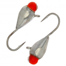 Мормышка Condor Капля с ушком d 3,0 мм вес 0,5 гр обмазка с камнем серебро с красной каплей 10 шт