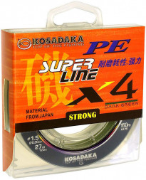 Леска плетеная Kosadaka Super PE X4 dark green 0.12 150м