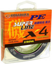 Леска плетеная Kosadaka Super PE X4 light green 0.12 150м