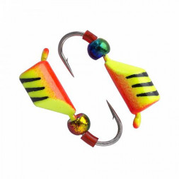 Мормышка вольфрамовая Condor Безмотылка Столбик шарик хамелеон d 3,0 мм, вес 0,75 гр, желтый с полосками красный 10 шт