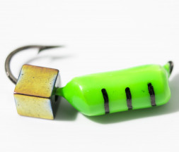 Мормышка вольфрамовая Condor Столбик с кубиком Хамелеон зеленый, 2,5 мм 15 шт